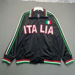 Ghast Youth Track Jacket Italia Sportswear Soccer Flag Stripe Full Zip Black M